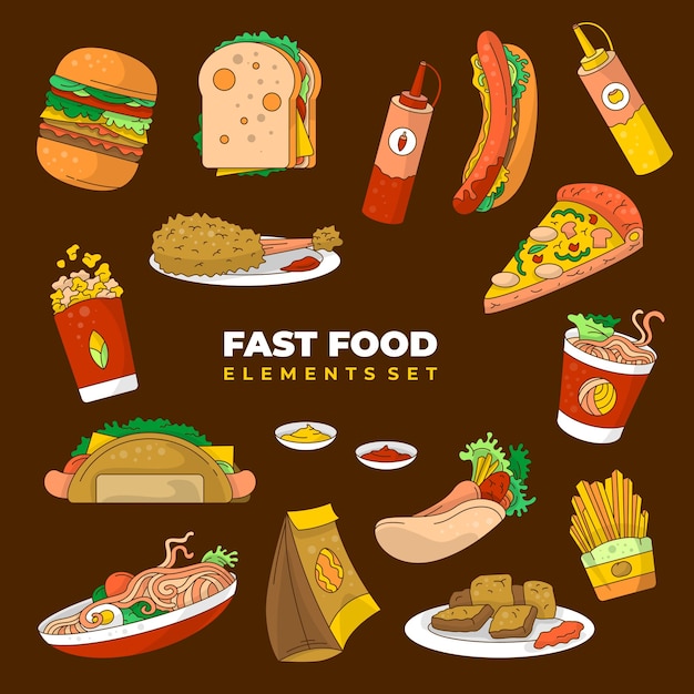 Premium Vector | Fast food elements vector background