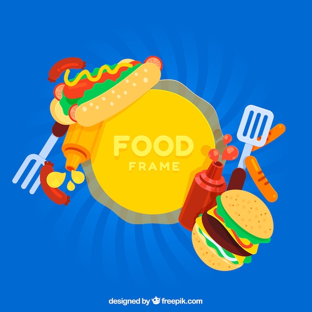 Fast food frame with flat design