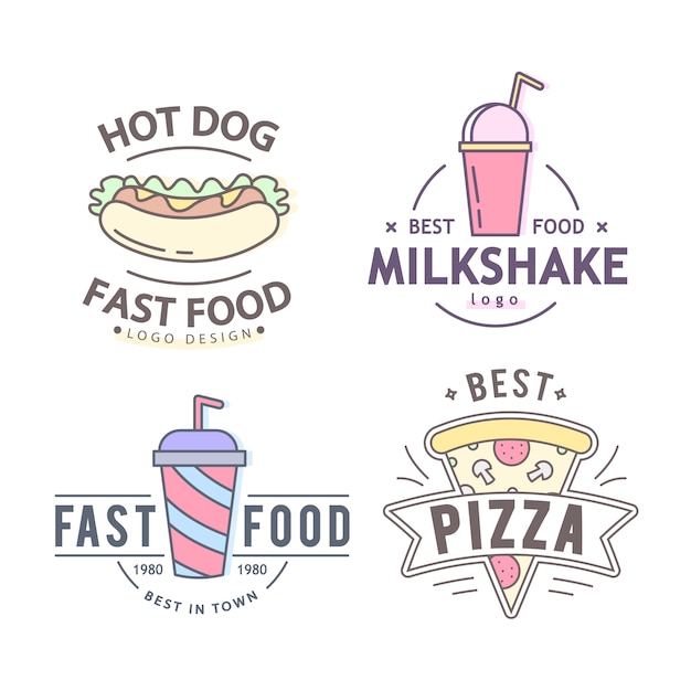 Fast Food Logo Collection Premium Vector