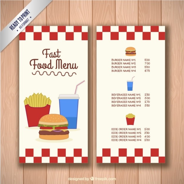 Download Free Fast Food Menu Template Free Vector Use our free logo maker to create a logo and build your brand. Put your logo on business cards, promotional products, or your website for brand visibility.