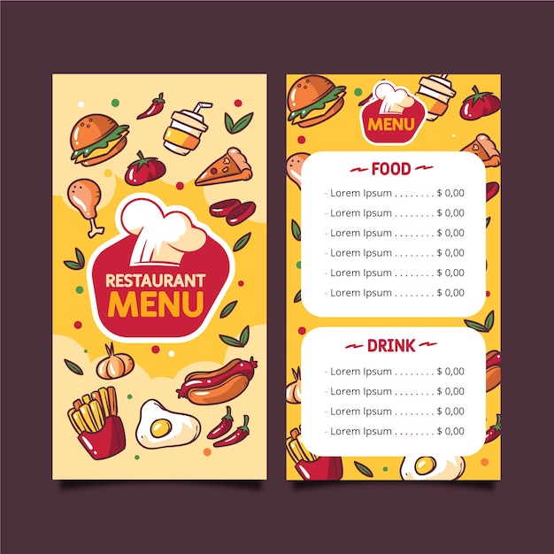 Free Vector Fast food menu template