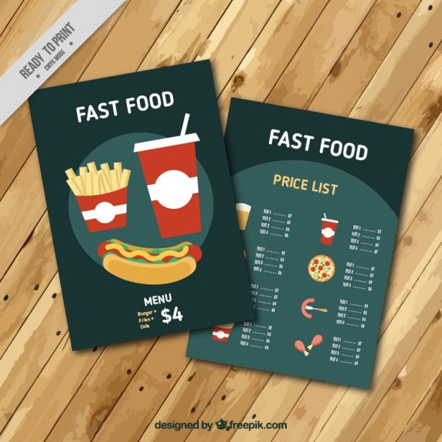 Fast food menu