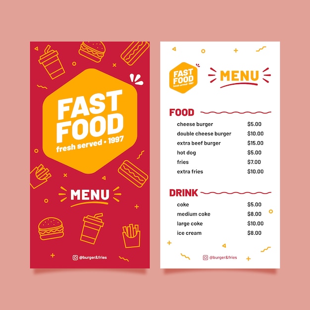 Fast food template for restaurant Free Vector