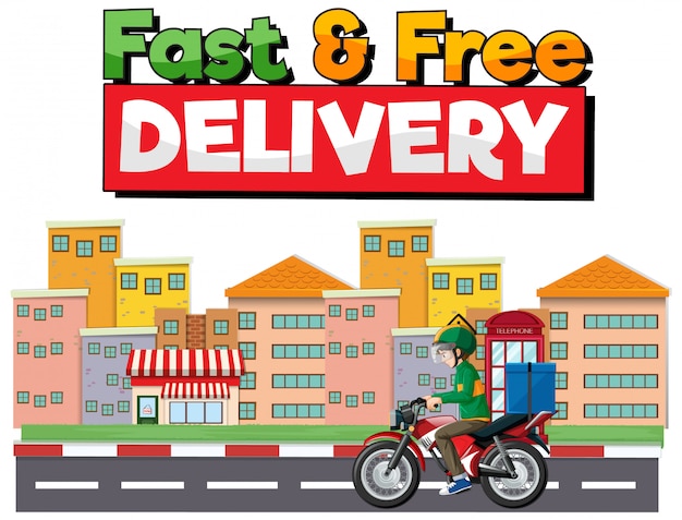 Download Free Fast And Free Delivery Logo With Bike Man Or Courier Ri In The Use our free logo maker to create a logo and build your brand. Put your logo on business cards, promotional products, or your website for brand visibility.