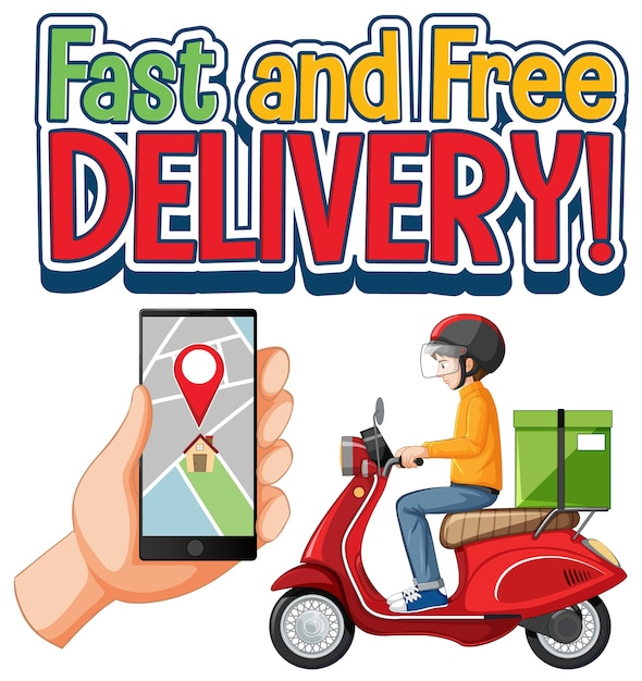 Free Vector | Fast and free delivery logo with bike man or courier