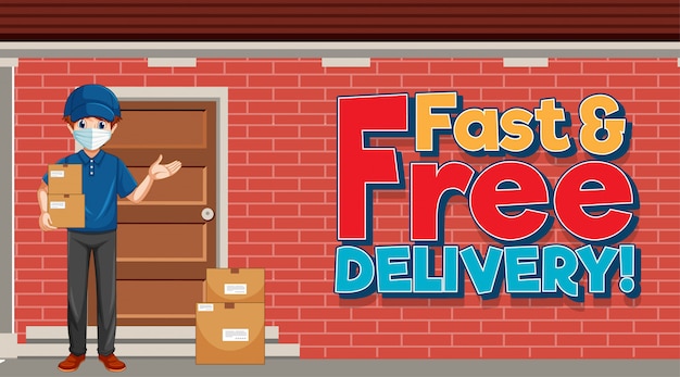 Download Free Fast And Free Delivery Logo With Courier Free Vector Use our free logo maker to create a logo and build your brand. Put your logo on business cards, promotional products, or your website for brand visibility.