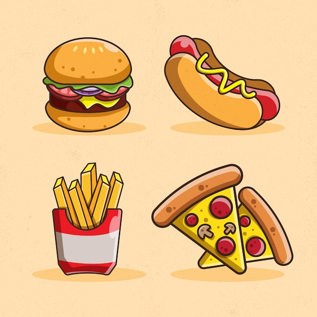 Premium Vector | Fastfood set