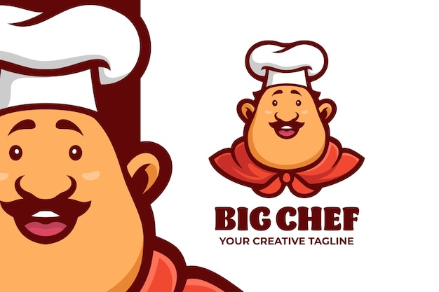 Premium Vector | Fat chef mascot character logo template