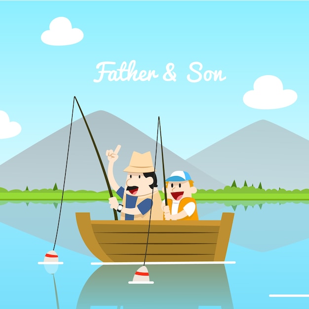 Father and son illustration