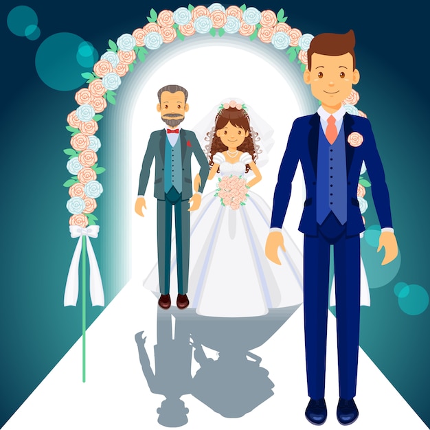 Download Father of the bride, bride and groom Vector | Premium Download