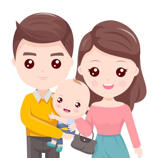 Father holding the child and beautiful mother Vector | Premium Download