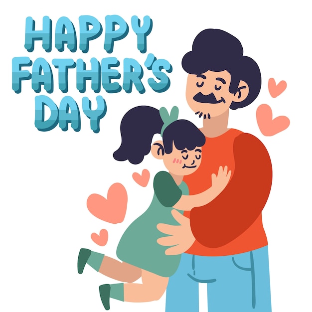 Father Hugging Daughter Illustration Free Vector