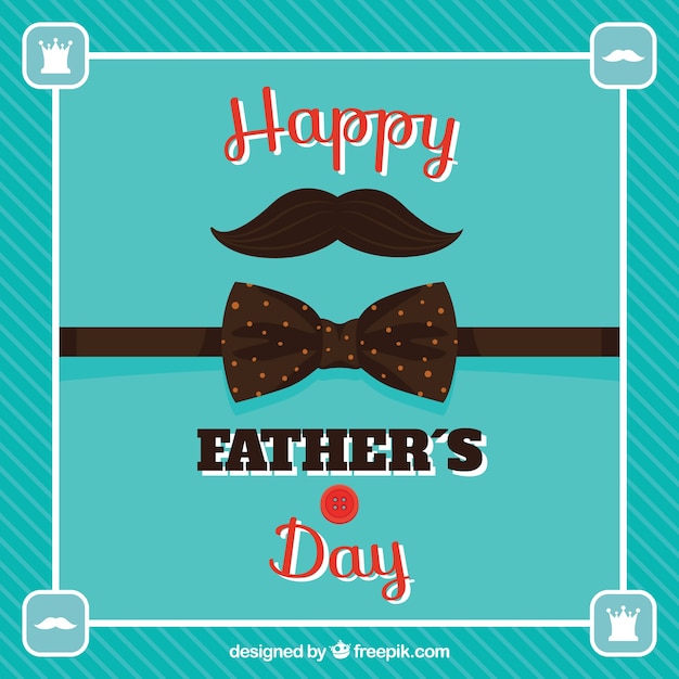 Father\'s day background with bow tie and\
moustache