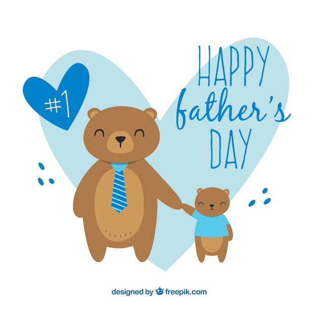 Father's day Illustration with cute bears Free Vector