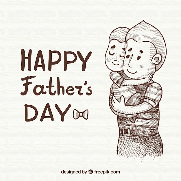 Father\'s day background with cute family in\
hand drawn style