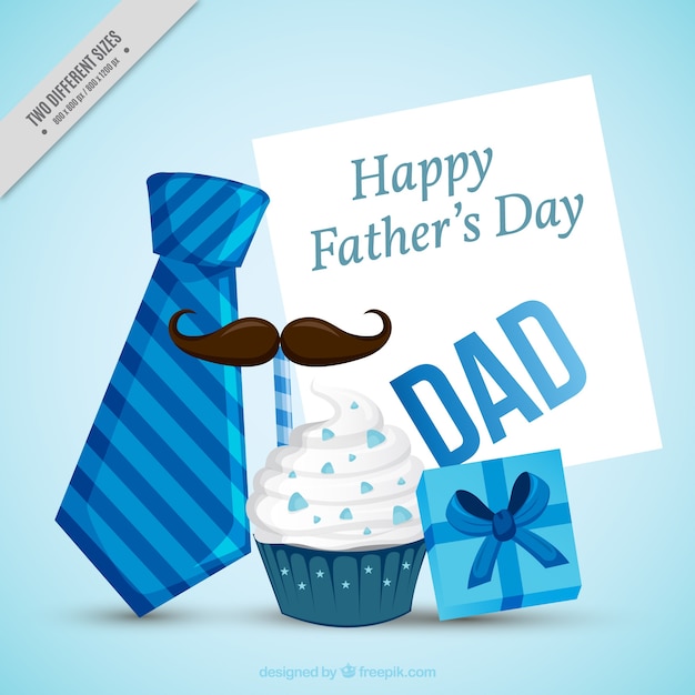 Father\'s day background with decorative items\
in blue tones