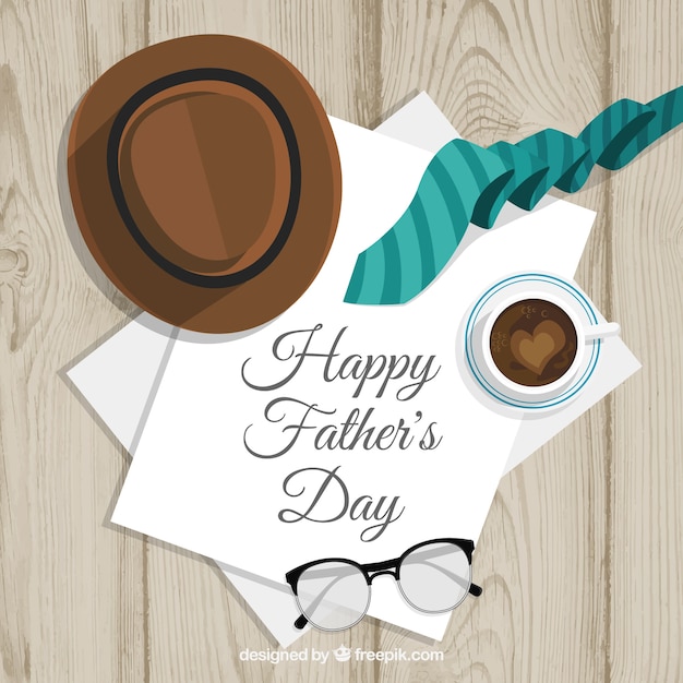 Father\'s day background with desk in top\
view