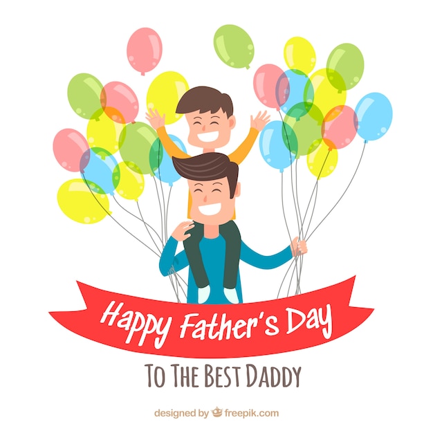 Father\'s day background with family and\
balloons