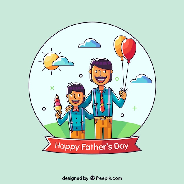 Father\'s day background with family\
enjoying