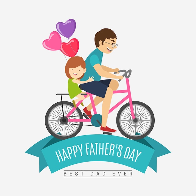 Father\'s day background with family riding a\
bicycle