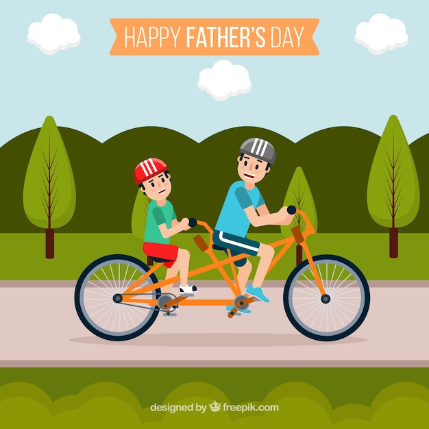 Father\'s day background with family riding a\
bicycle