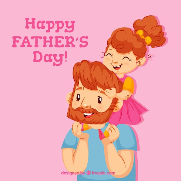 Father\'s day background with happy daughter and\
dad