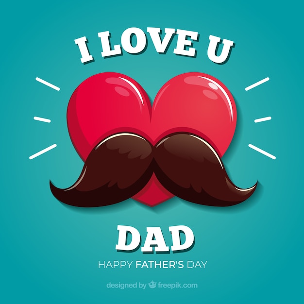 Father\'s day background with heart and\
moustache