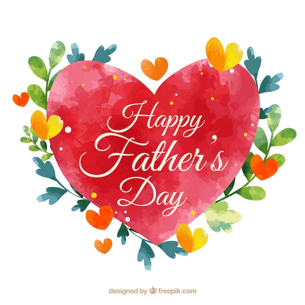 Father's day background with heart in
watercolor style