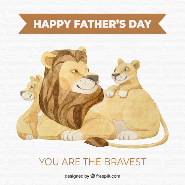 Father's day background with lions family | Free Vector