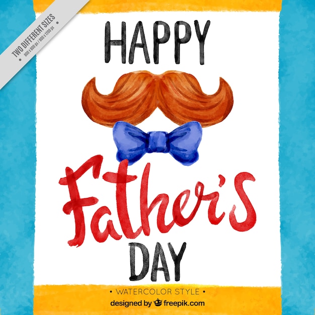 Father's day background with moustache in
watercolor style