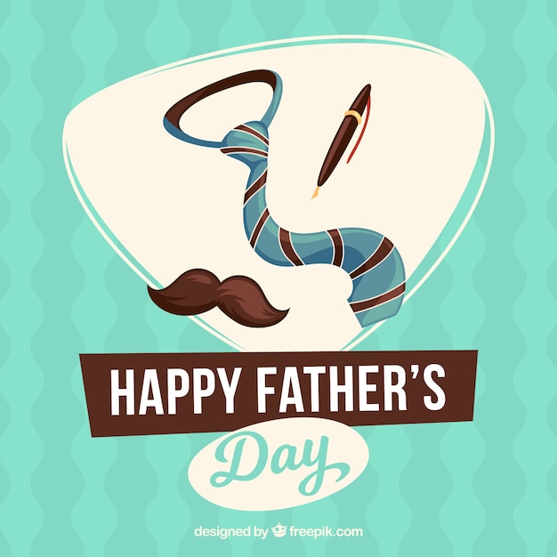 Father\'s day background with necktie, pen and\
moustache