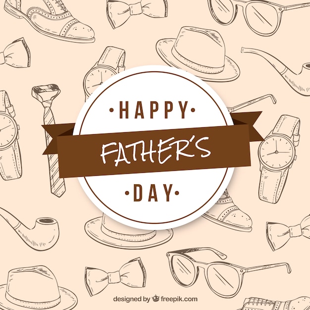 Father\'s day background with pattern in hand\
drawn style