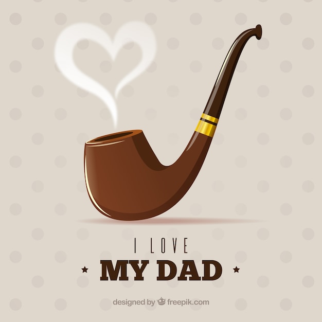 Father's day background with pipe in flat
style
