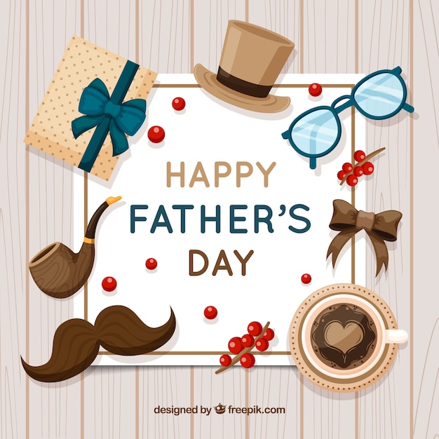 Father\'s day background with presents in flat\
style