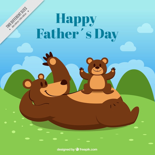 Father\'s day background with smiling\
bears