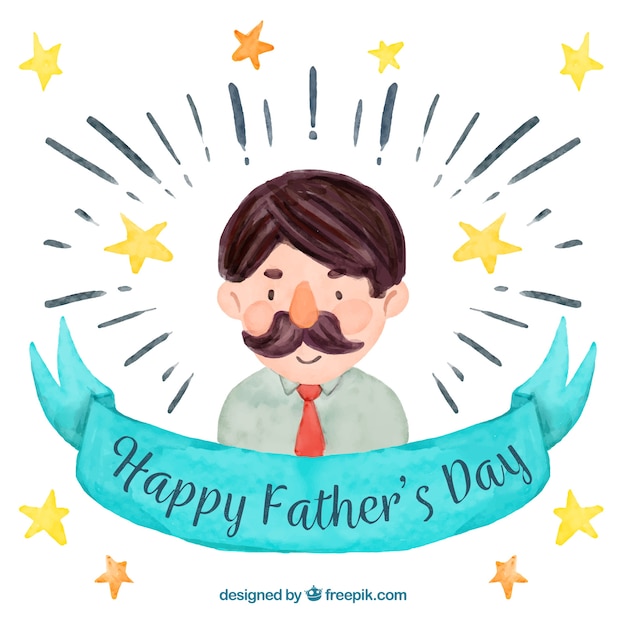 Father's day background with stars in
watercolor style