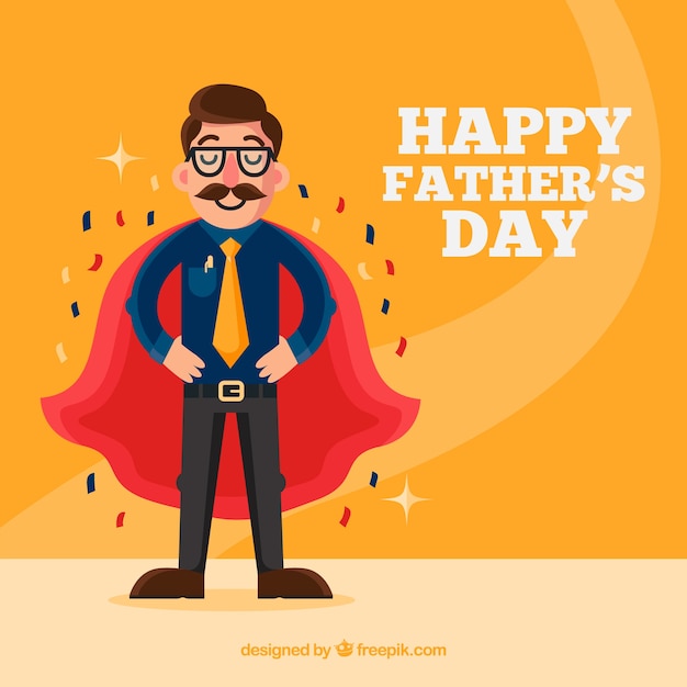 Download Father's day background with super dad in flat style ...