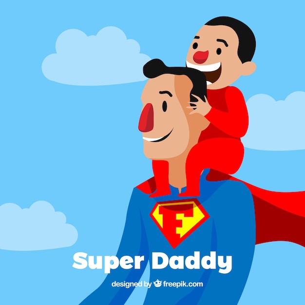 Father's day background with super daddy