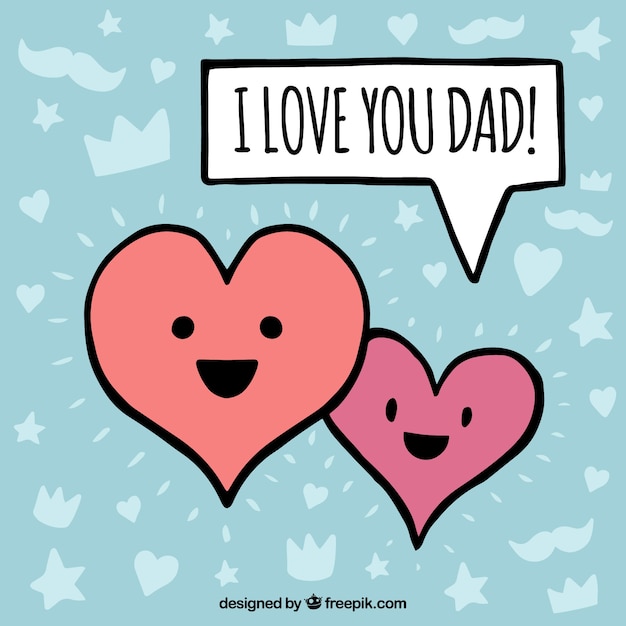 Father\'s day background with two happy\
hearts