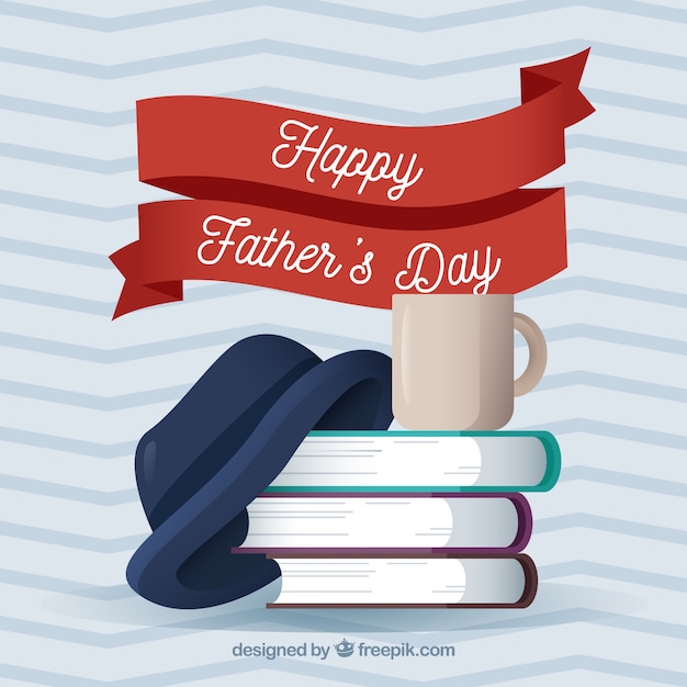 Father\'s day background with zigzag lines and\
books
