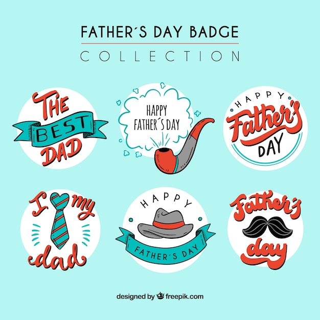 Free Vector | Father's day badges collection in hand drawn style