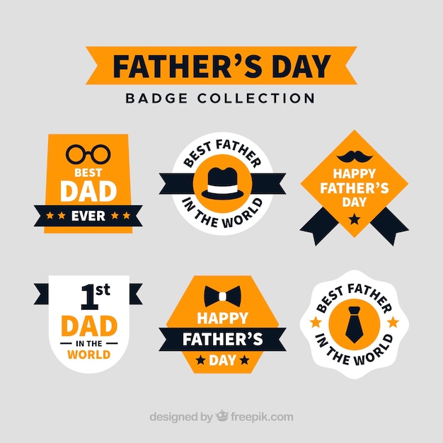Father's day badges collection in flat
style