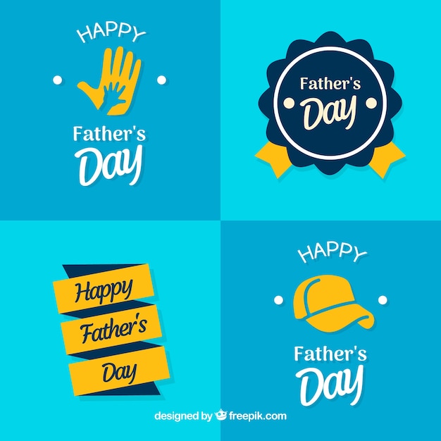 Father\'s day badges collection in flat\
style