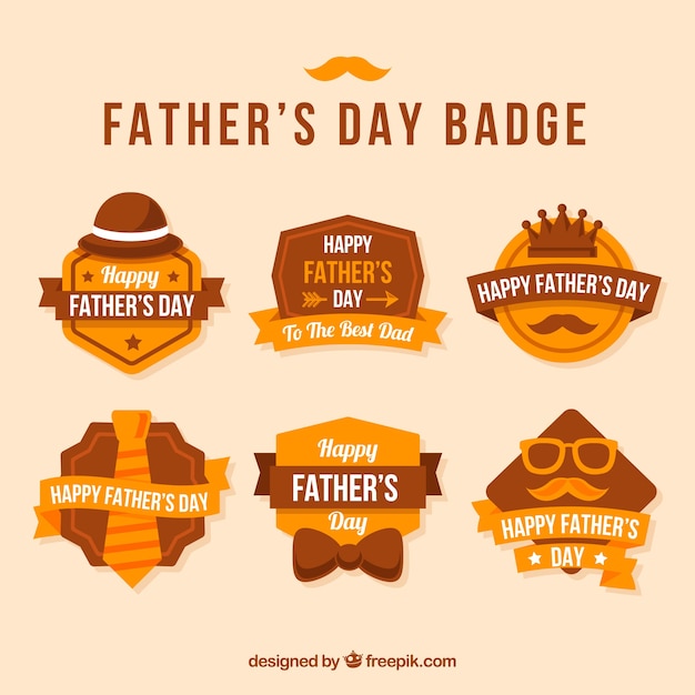 Father's day badges collection in flat
style