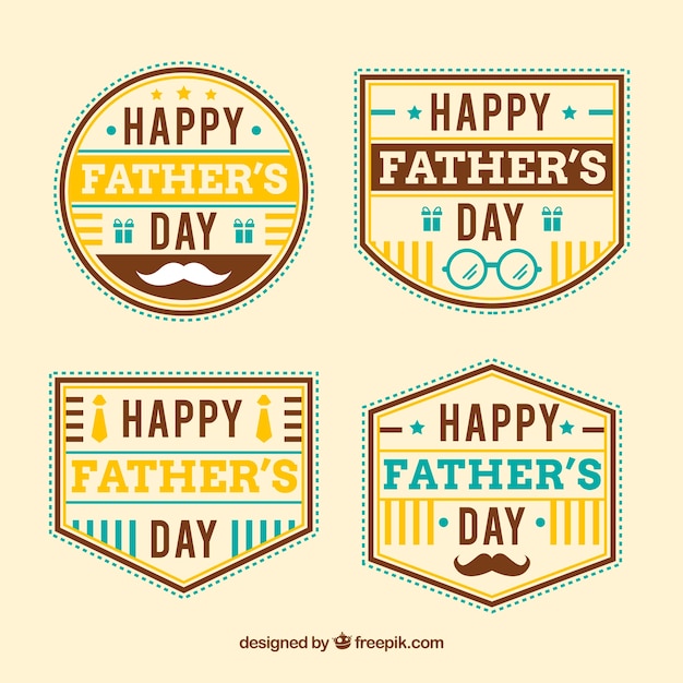 Father\'s day badges collection in flat\
style