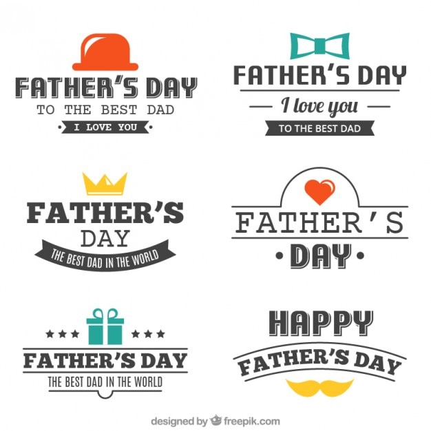 Father\'s day badges with flat elements