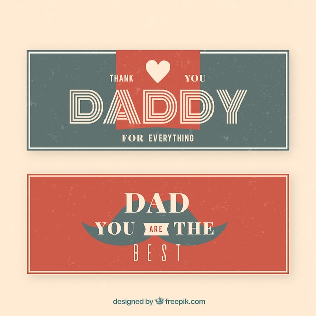 Father's day banners collection in flat
style