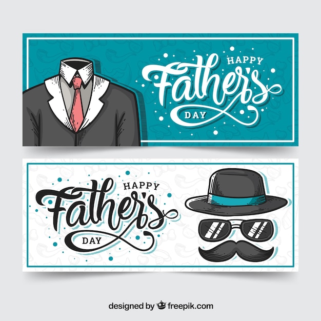 Father\'s day banners collection with\
suit