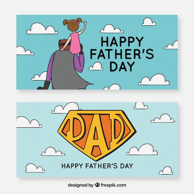 Download Father's day banners collection with super dad | Free Vector