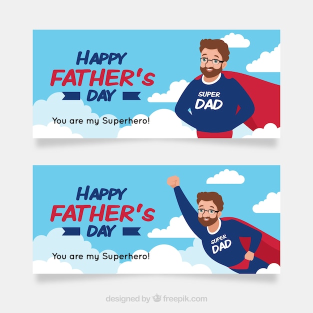 Father\'s day banners collection with\
superdad